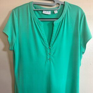 Teal color top with gold button